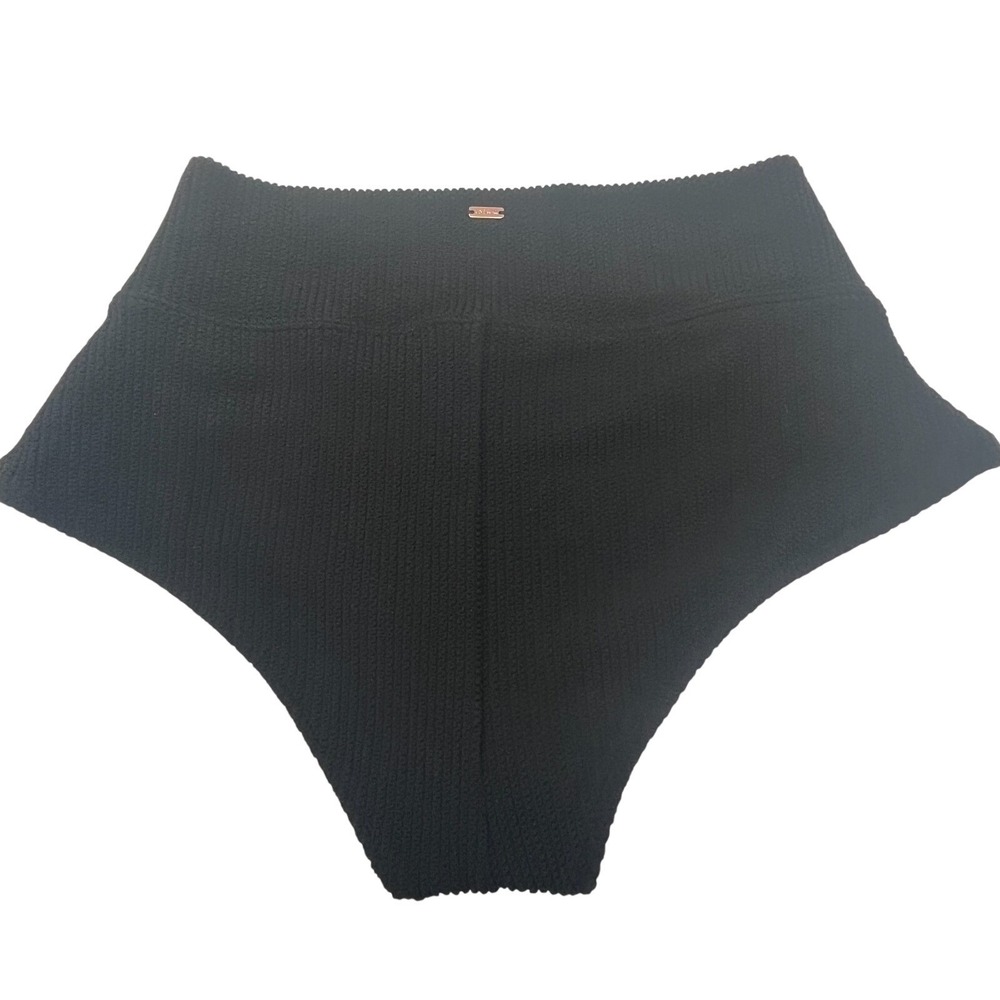 PINK Womens M High Waisted Bikini Bottom Black Textured Swim Classic Fit bathing